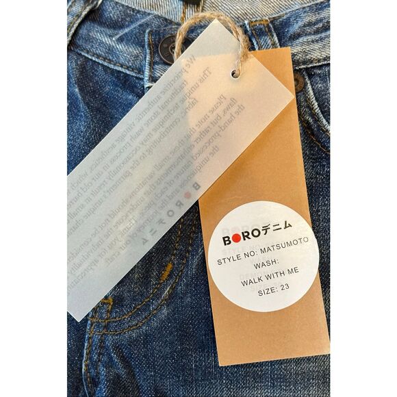 Boro Matsumoto Denim Short “Walk with Me” NWT Size 24 - Picture 9 of 9